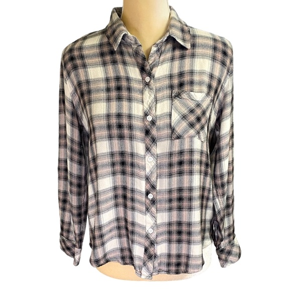 Rails Hunter Button-Front Shirt in Ivory Coal Blush - Picture 2 of 10